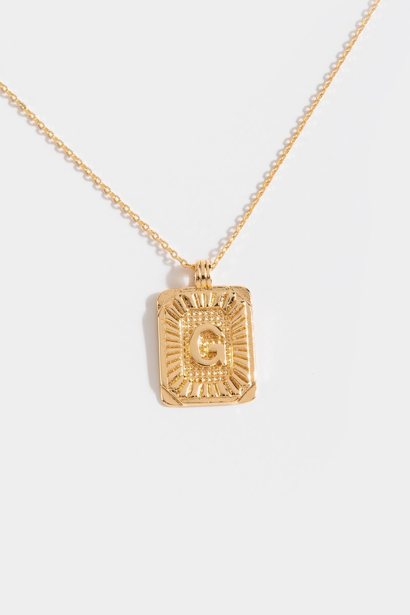 Initial ID Tag Pendant Necklace