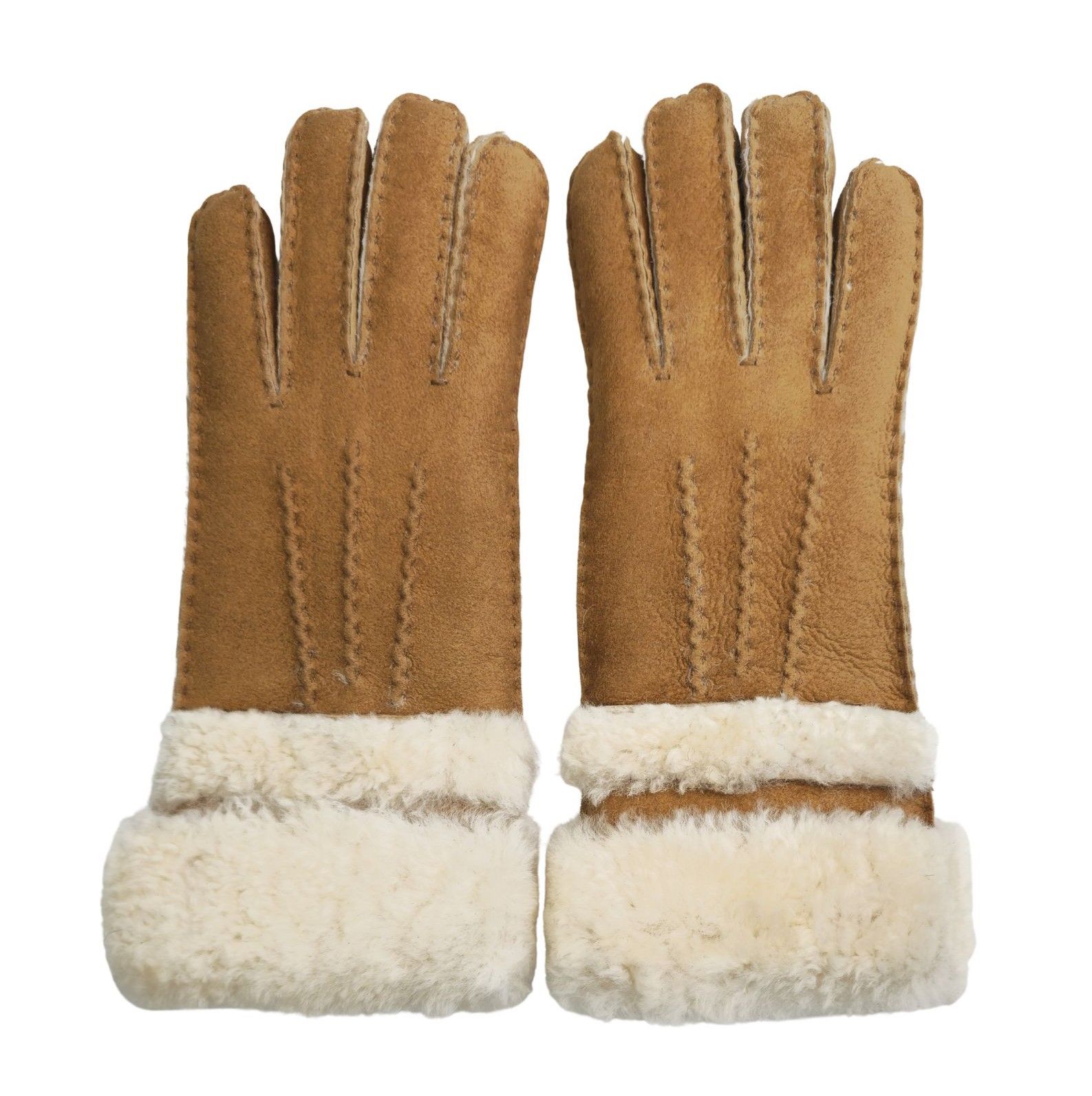 Infinity Leather Genuine Sheepskin Suede Gloves with Roll Up/Down Cuff