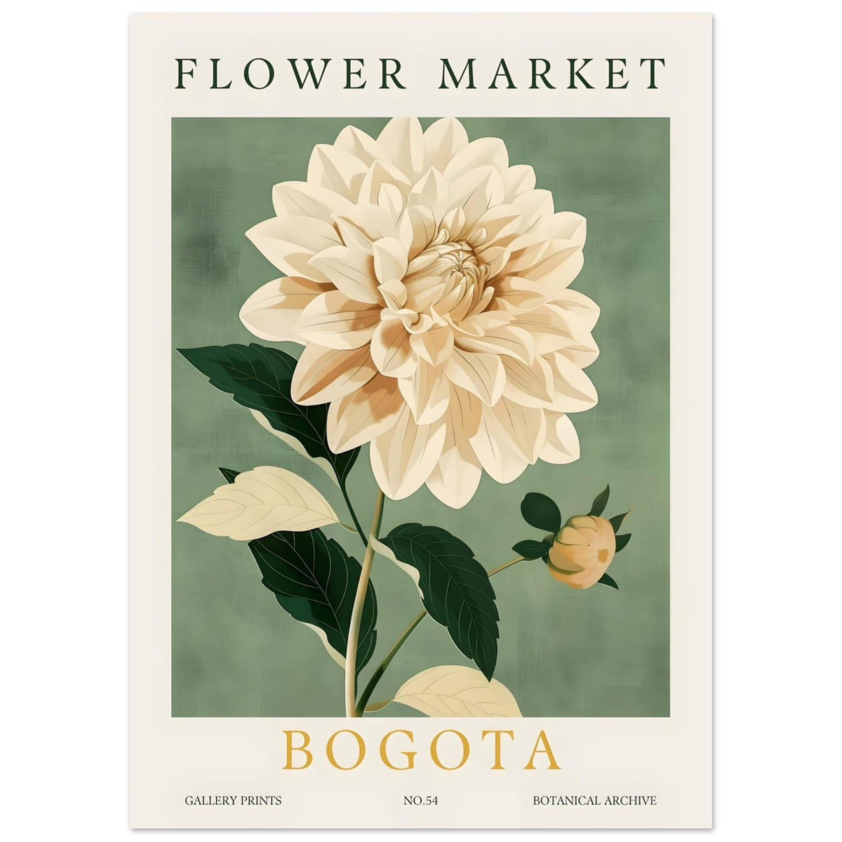 Artfulprints Poster Flower market - Bogota  - 50x70 cm - Groen