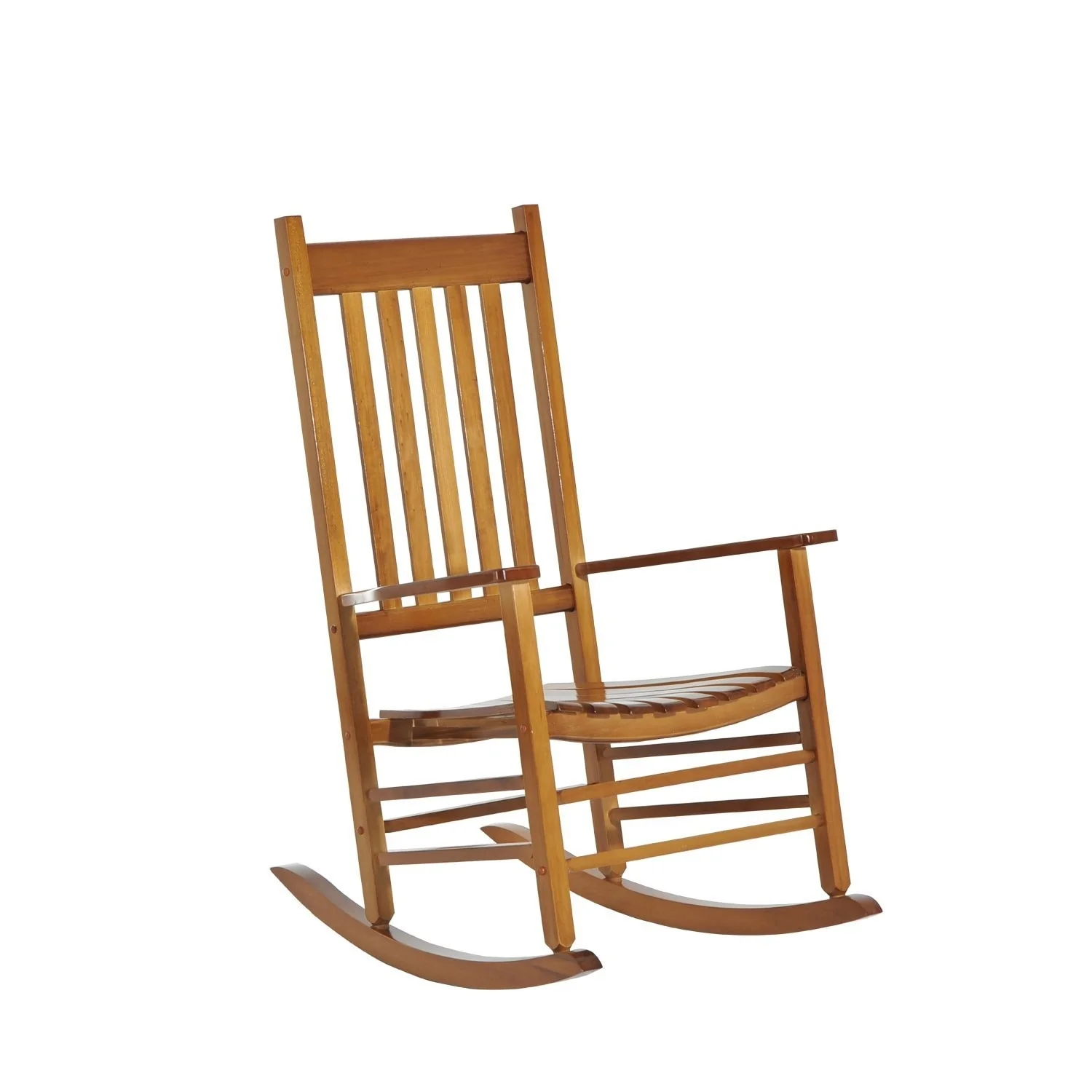 Outsunny Wood Rocking Chair Rocker with Slatted Back, Natural