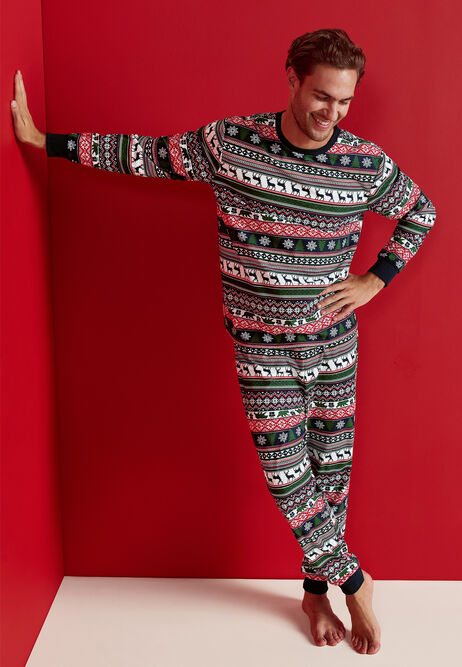 Mens Navy Fairisle Family Pyjama Set