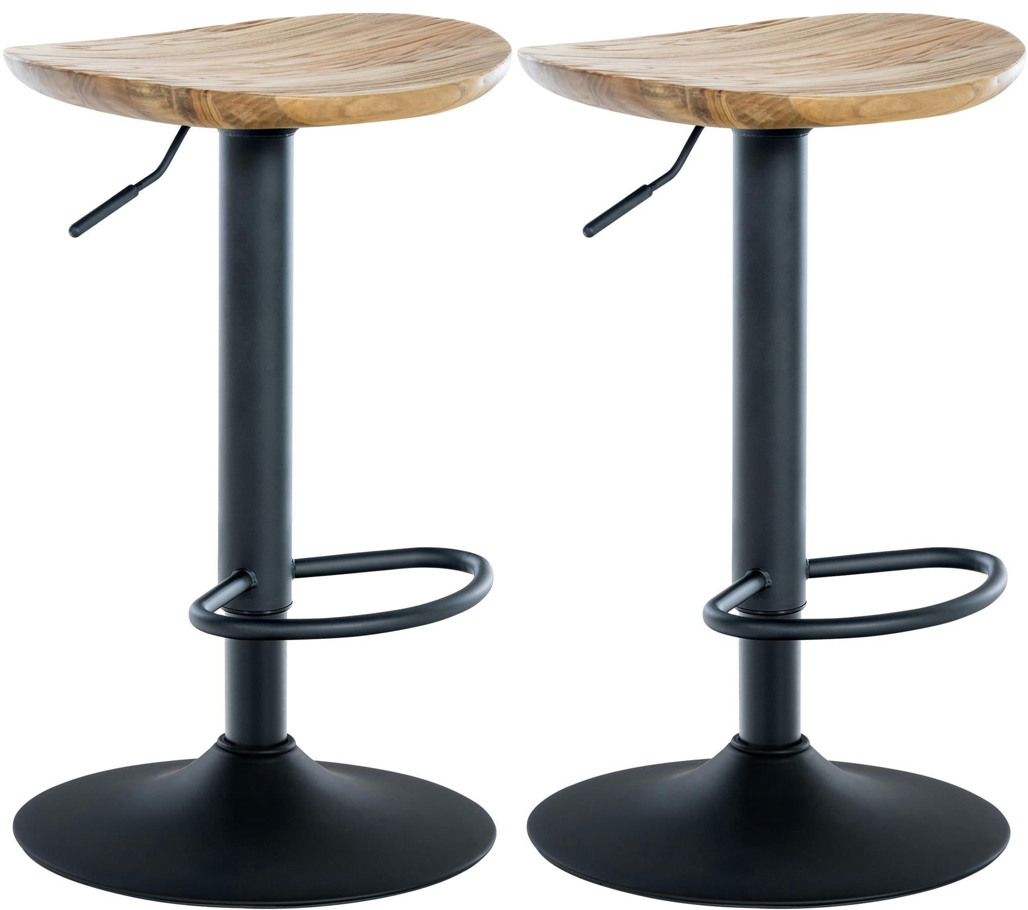 SKELDE - Lot de 2 tabourets de bar ajustables pivotants bois Nature