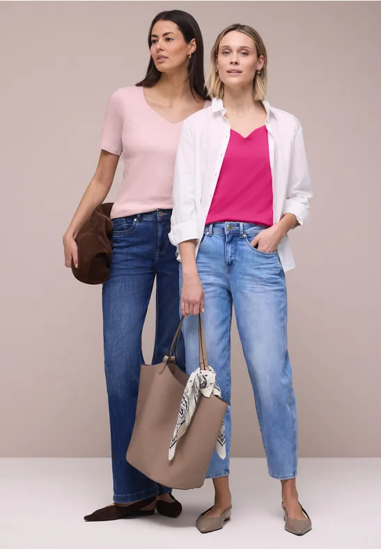 T-Shirts mit Herzausschnitt im 2er-Pack