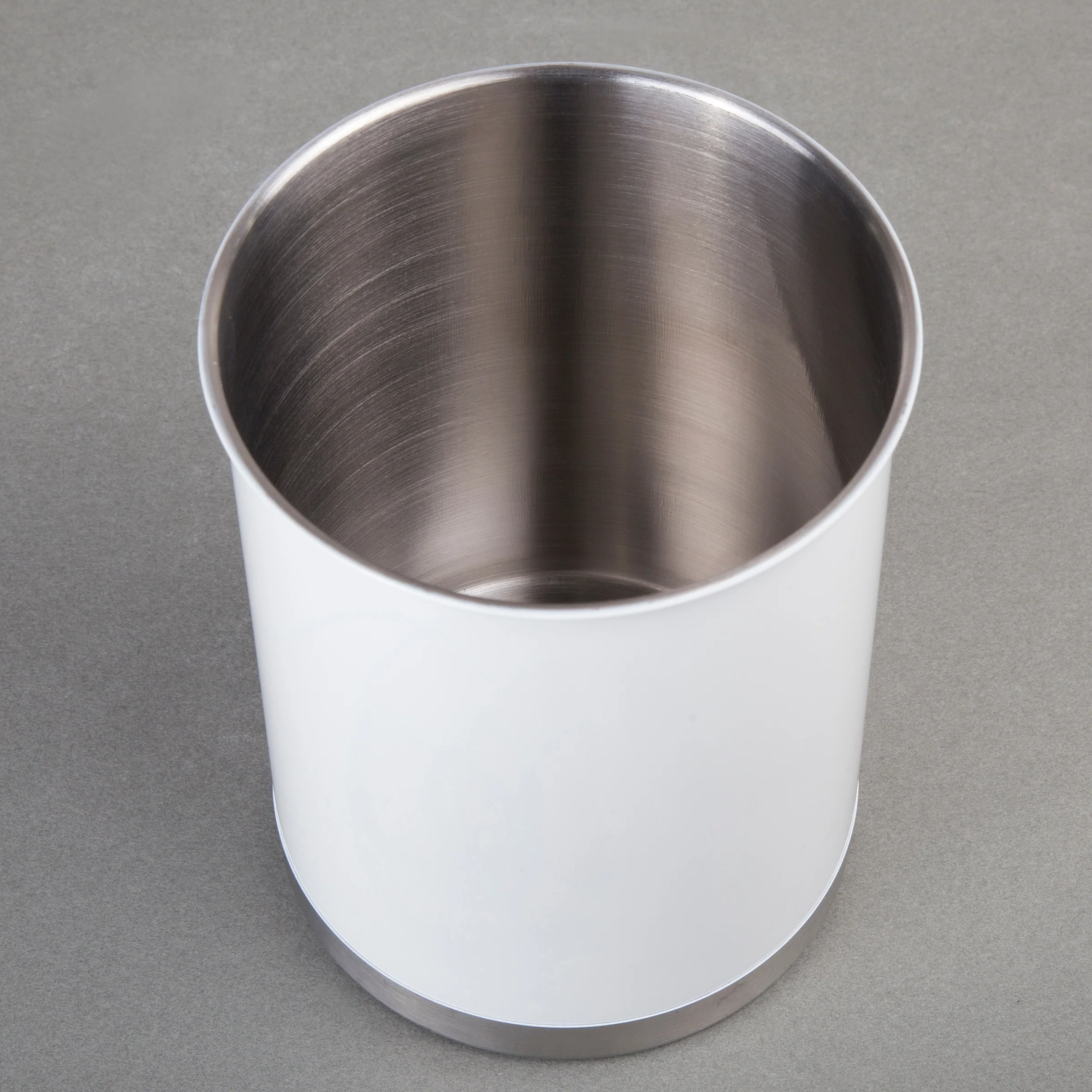 Creative Home Heavy Gauge Stainless Steel Large Tool Crock Utensil Holder Flatware Organizer, White Color