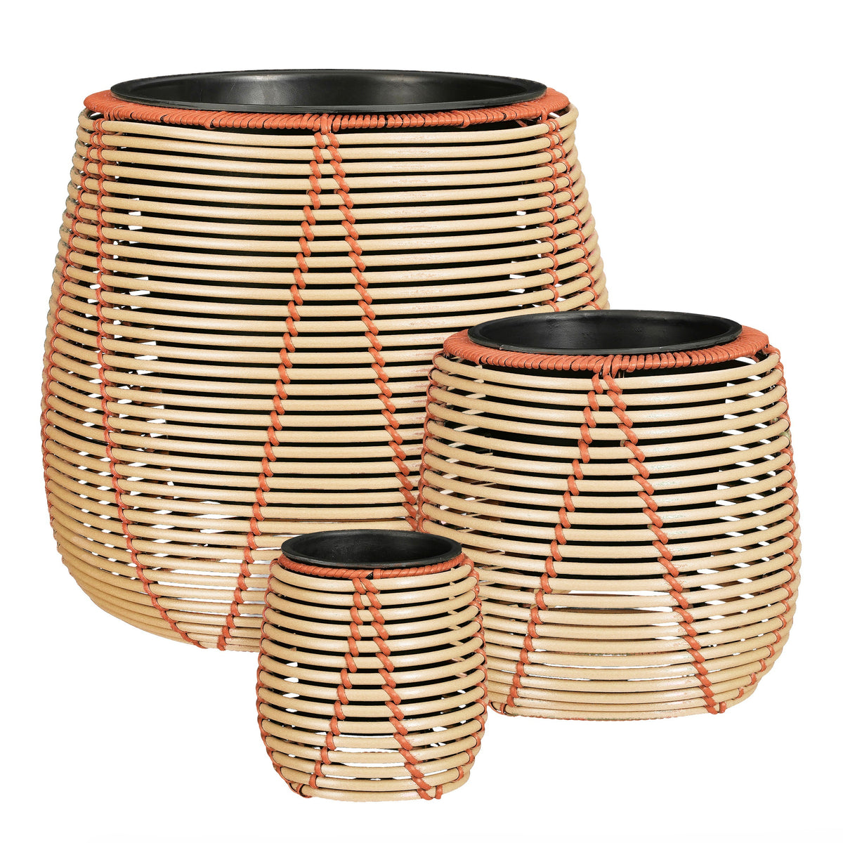 Mica Decorations Cancun Bloempot – Set van 3 – Plantenpot voor Bloemen en Kamerplanten – Bloempotten voor Buiten – Gerecycled Plastic – Beige