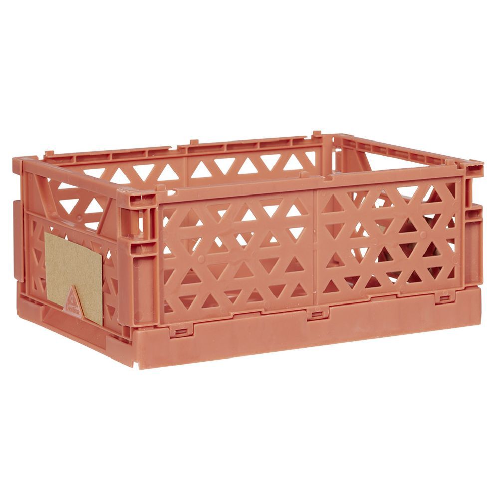 Caisse pliable avec porte-étiquette marron L25xl16,5xH10cm