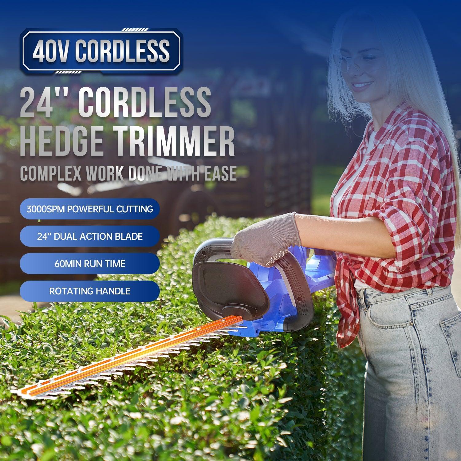40V Hedge Trimmer Powerful Cordless Electric