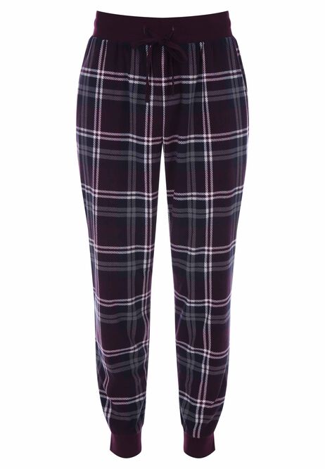 Mens Burgundy Check Fleece Pyjama Set