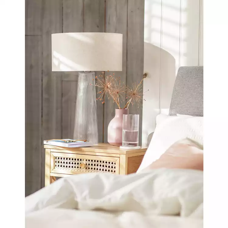 Habitat Le Marais XL Ribbed Glass Table Lamp Base Only-Clear