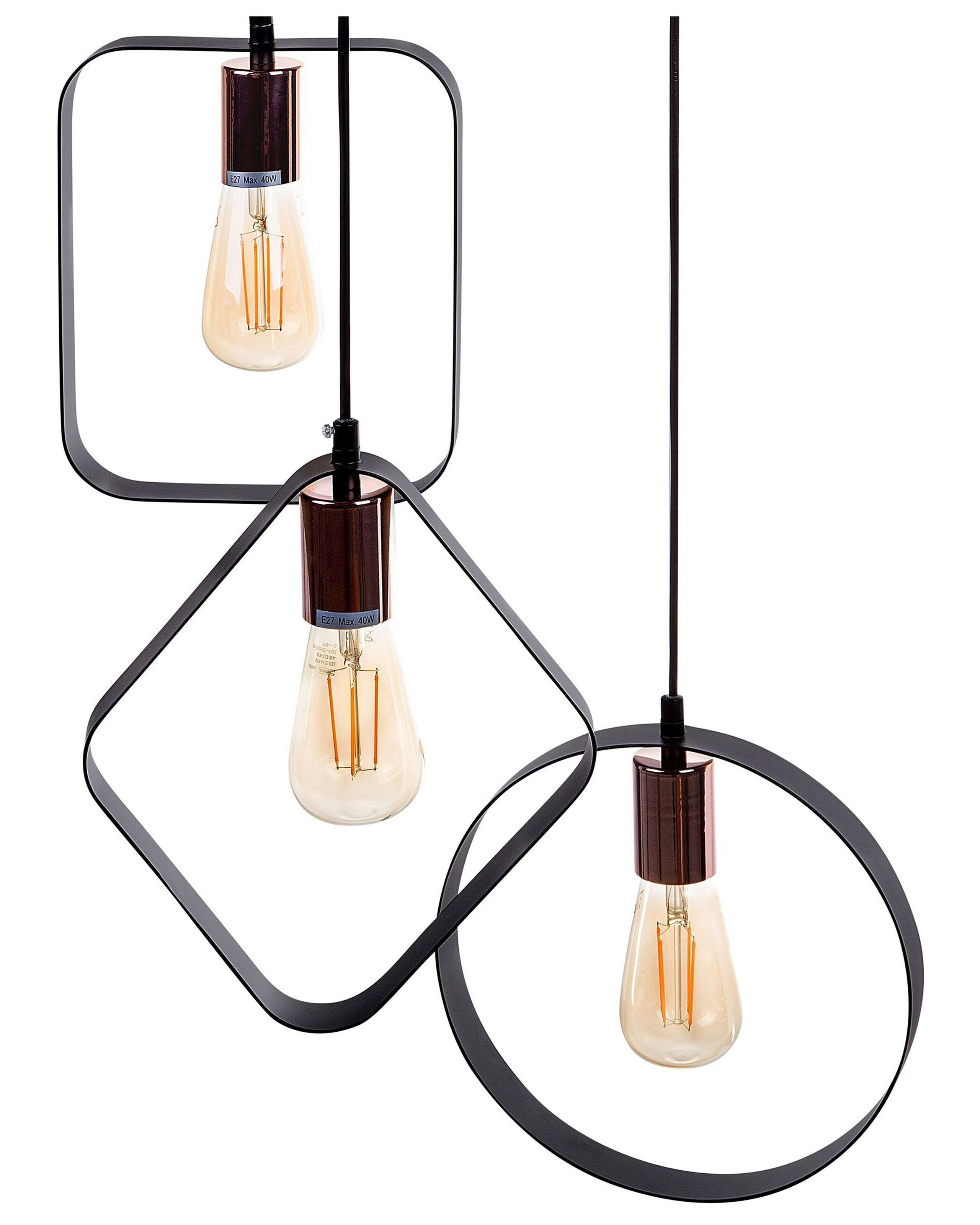 Lampa wisząca 3 klosze metalowa czarna