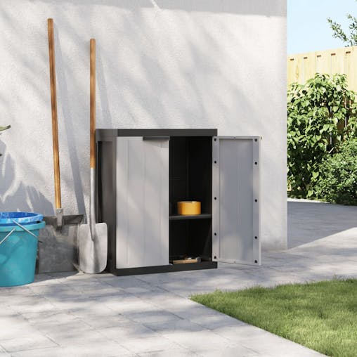 NNEVL Outdoor Storage Cabinet Grey and Black 65x37x85 cm PP