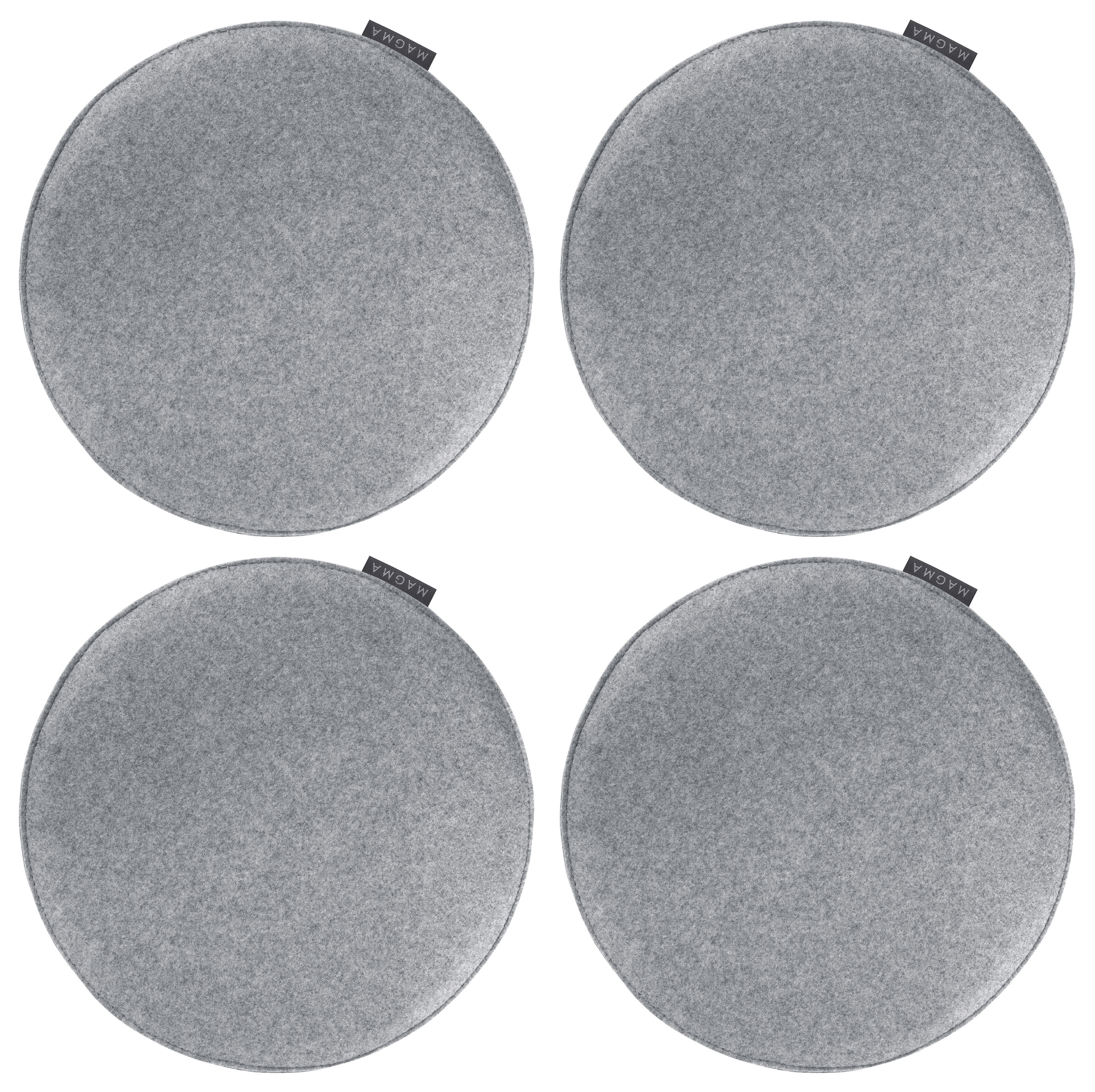 AVARO - Galettes de chaise gris chiné imitation feutre - Lot de 4 -  Ø 35cm