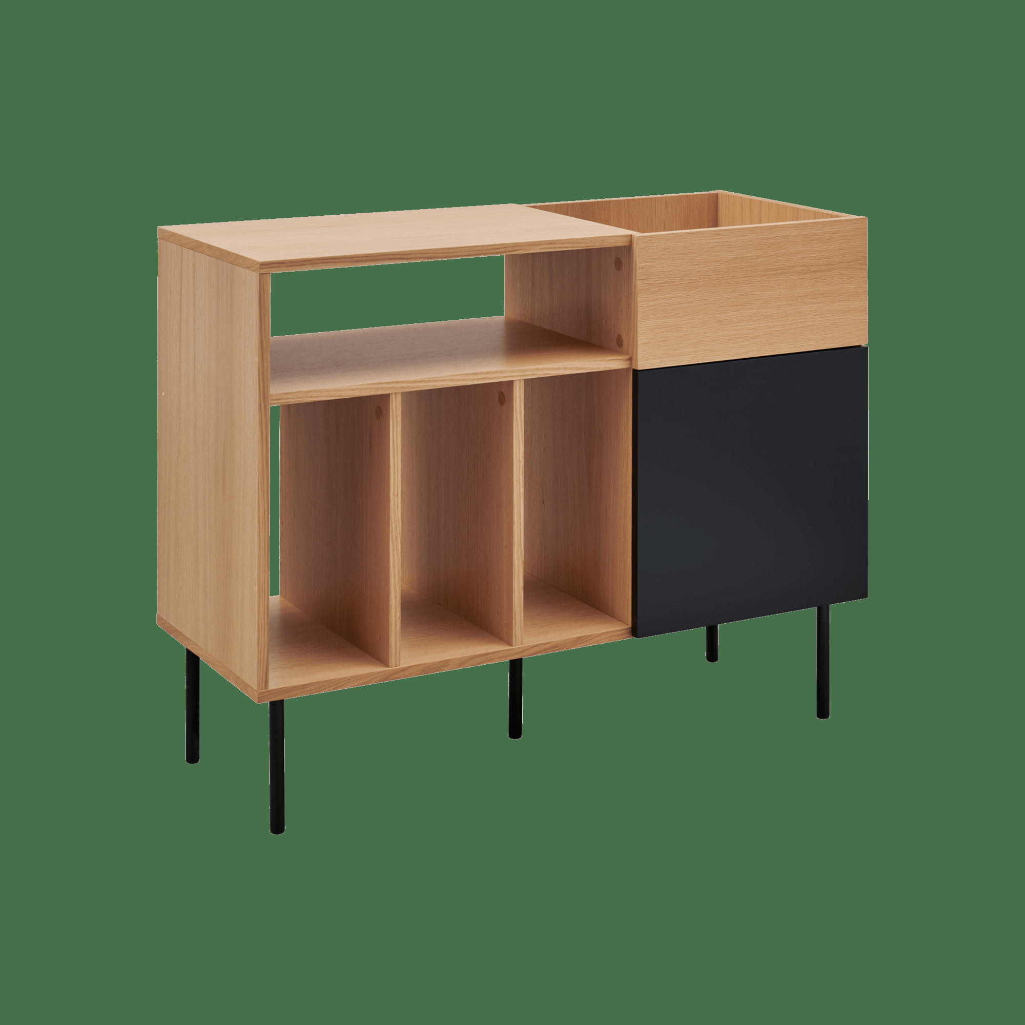 TELIO - Meuble Vinyles avec emplacement pour platine et des rangements