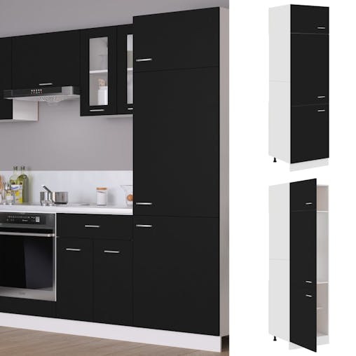 NNEVL Refrigerator Cabinet Black 60x57x207 cm Chipboard