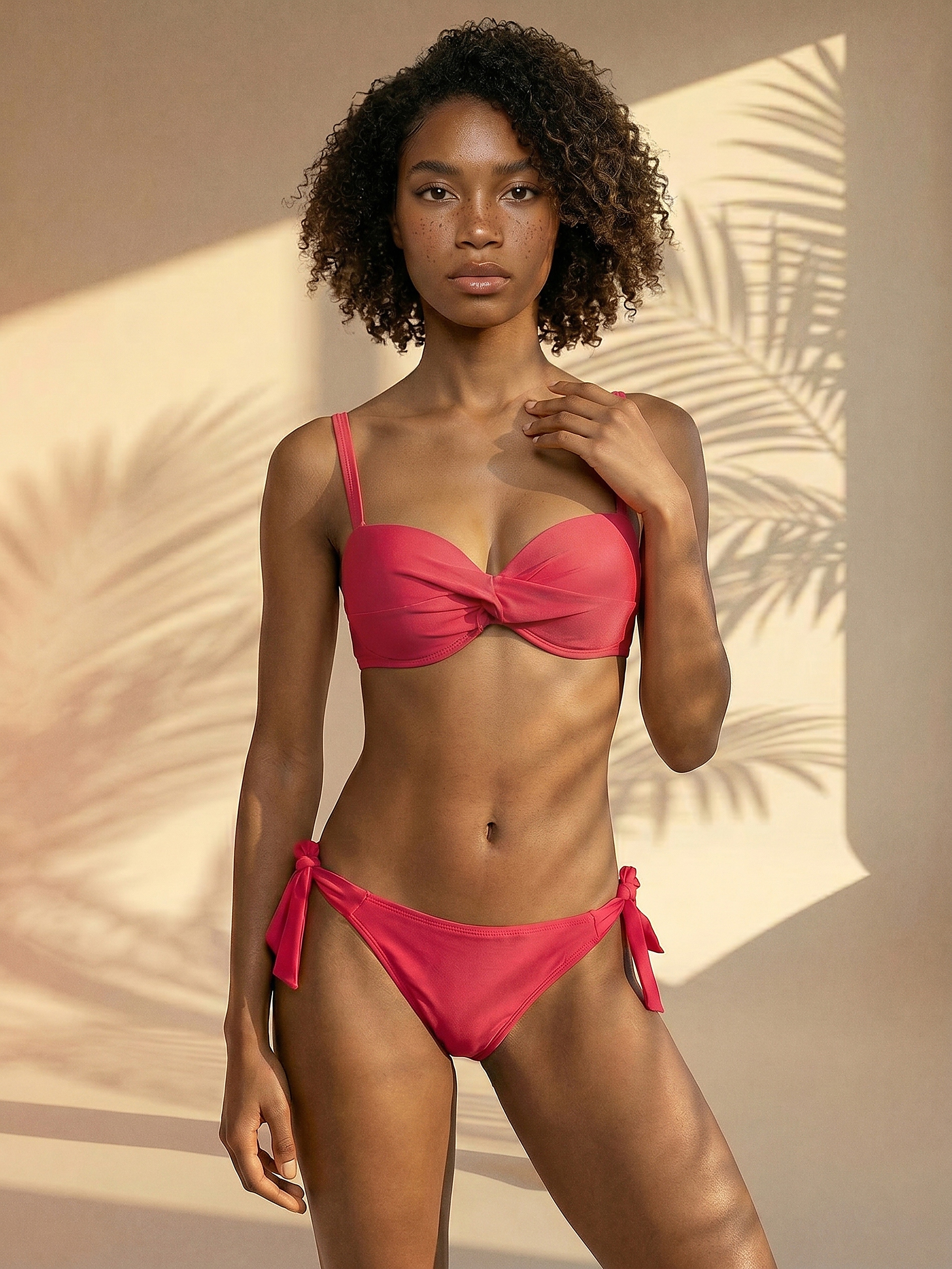 Góra od bikini bandeau z ozdobnym marszczeniem