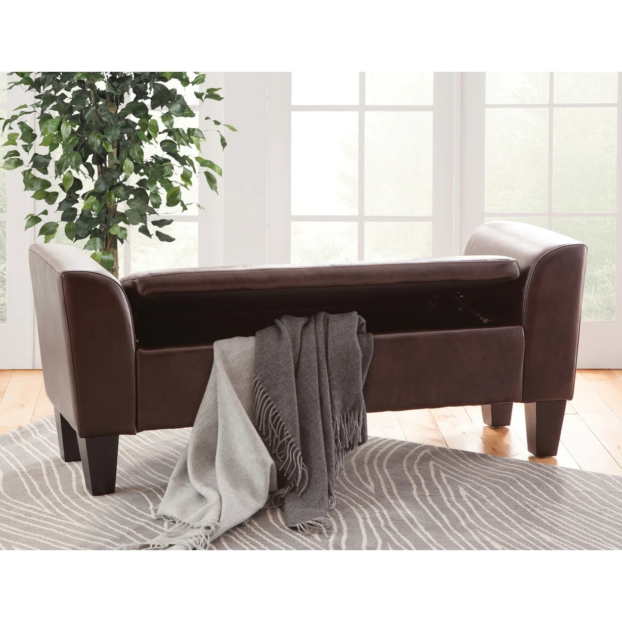 Grafton Home Claire Transitional Upholstered Storage Bench