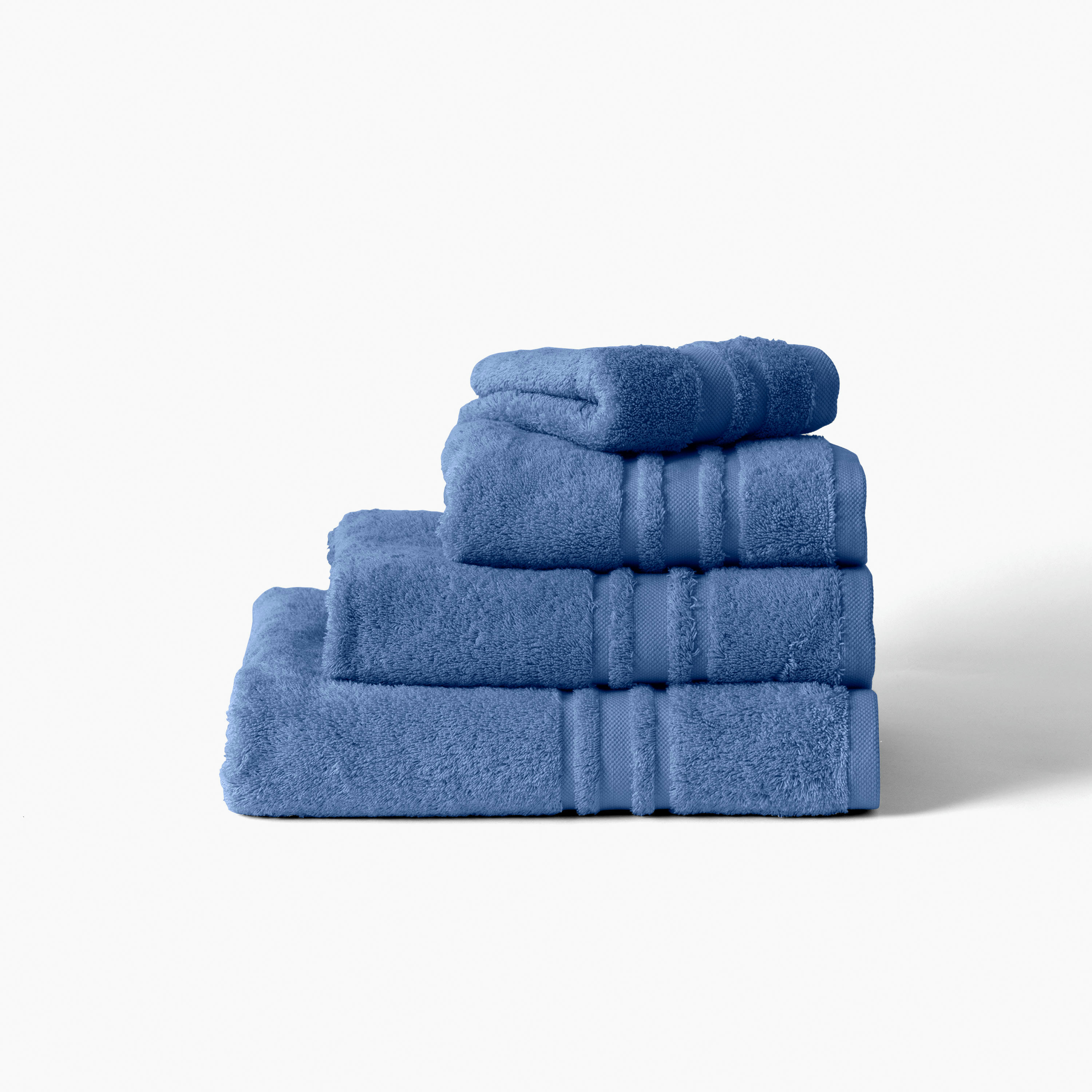 LOLA 2 - Serviette de toilette coton uni bouclette bleu 50 x 90 cm