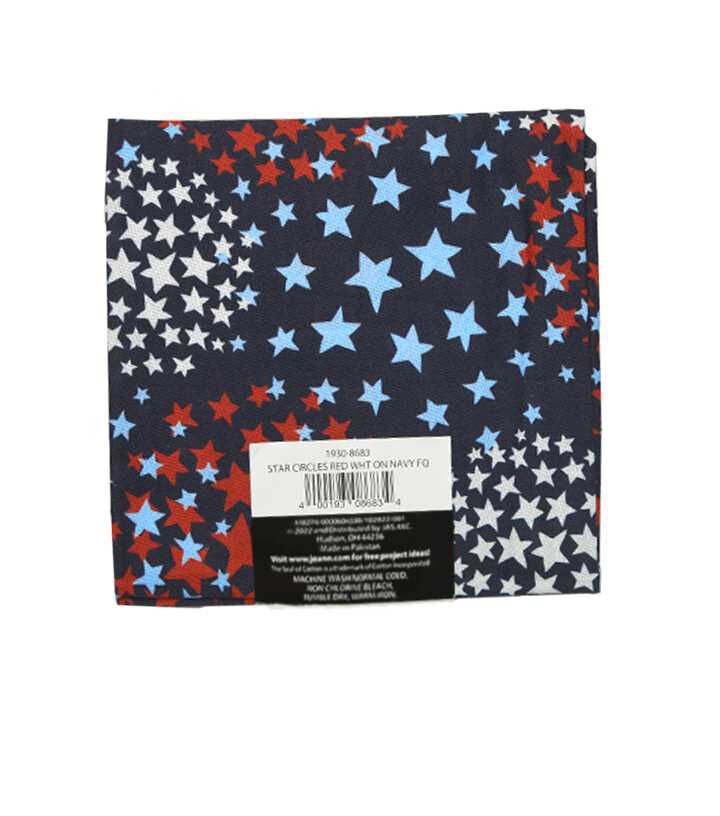 Star Circles Red White On Navy Cotton Fabric Quarter