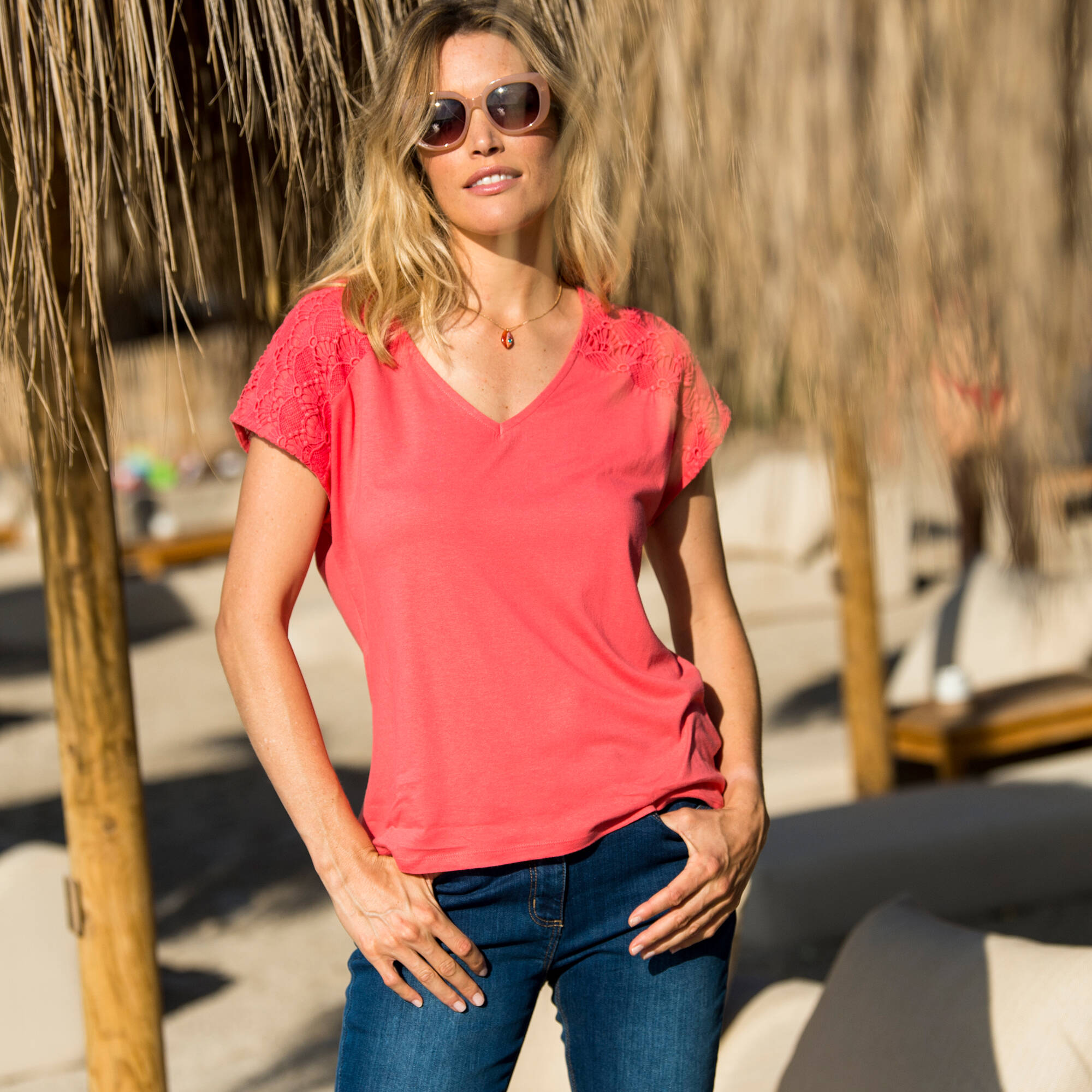 T-shirt uni macramé
