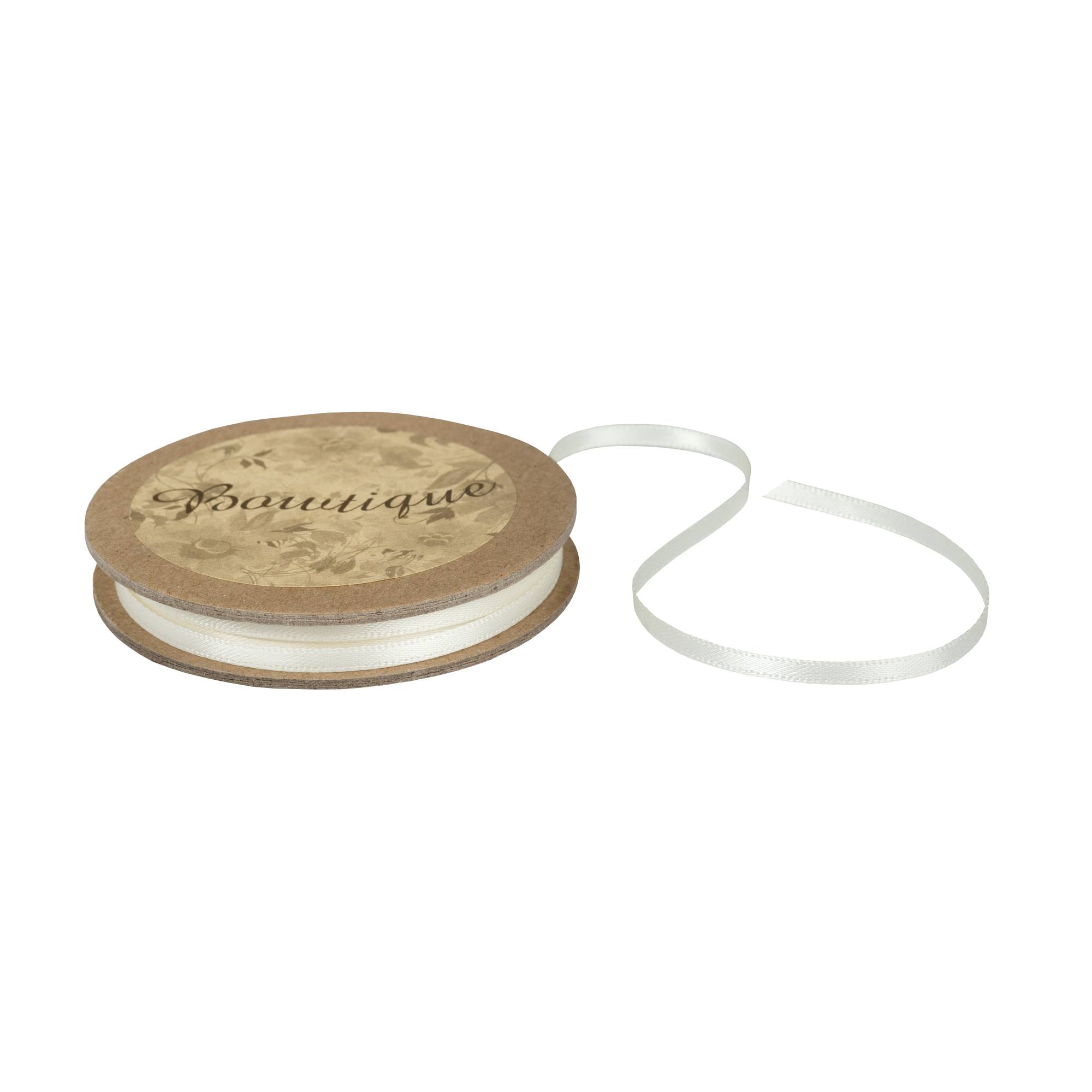 Antique White Double-Faced Satin Ribbon 3mm x 5m