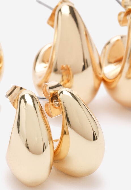Womens 3pk Gold Tone Tear Drop Earrings