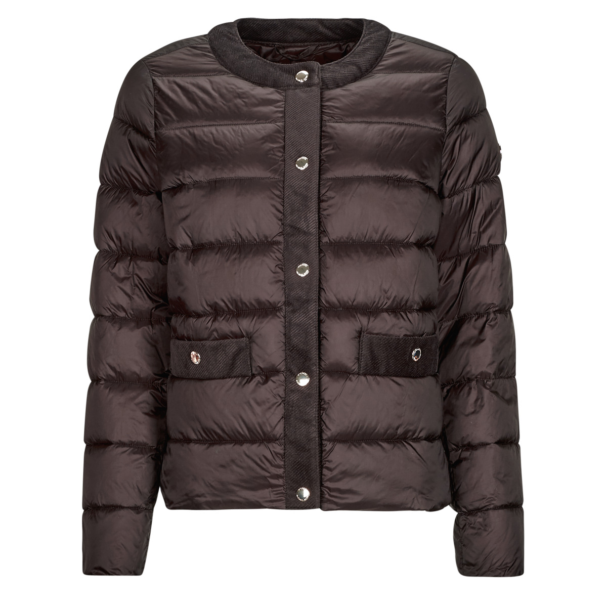 MICHAEL Michael Kors - COLLARLESS PACKABLE JACKET W CORDUROY TRIM - Chocolate