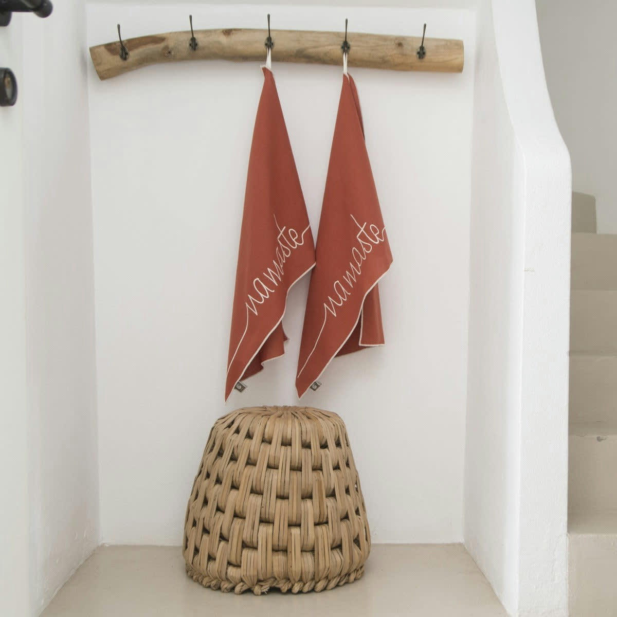 NAMASTE - Torchons (x2) coton  50x75 terracotta