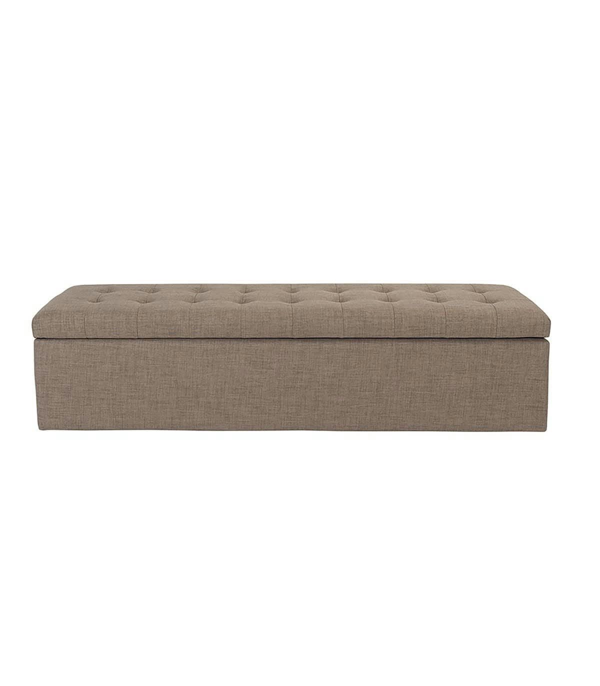 - Banc coffre en bois avec revêtement tissu Taupe - L140 cm
