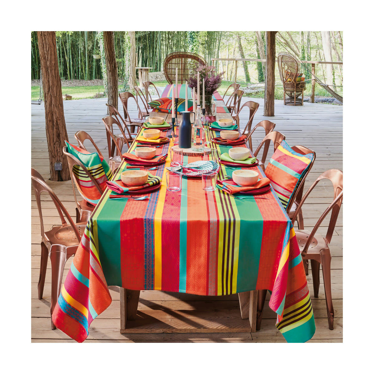 MILLE ARIZONA PAMPA - Nappe carrée  pur coton multicolore 89x89 cm