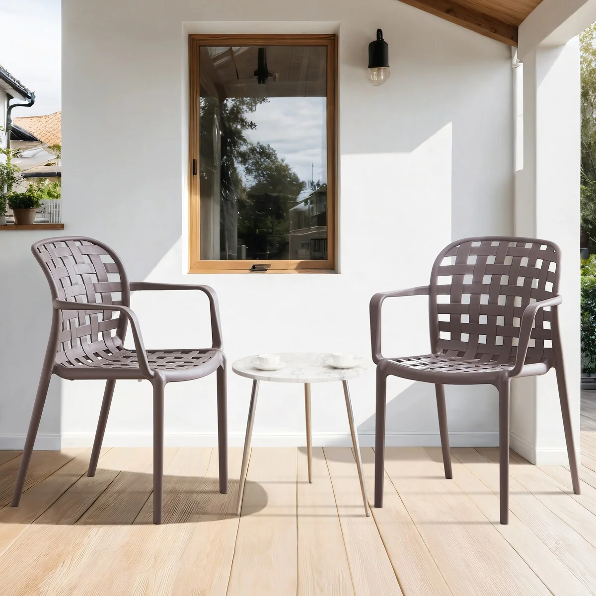 Art Leon 2PCS Outdoor Stackable Dining Chairs