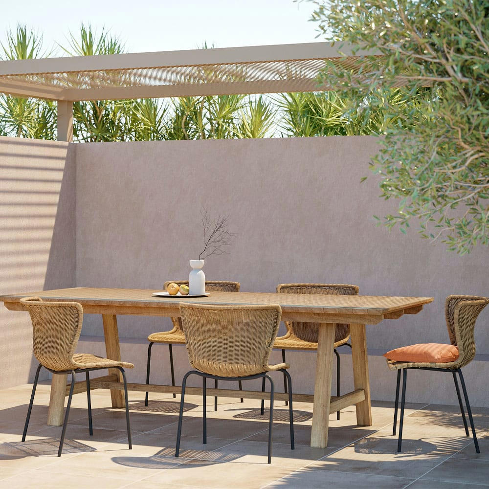 BUDI - Table de jardin 240 cm en bois de teck massif