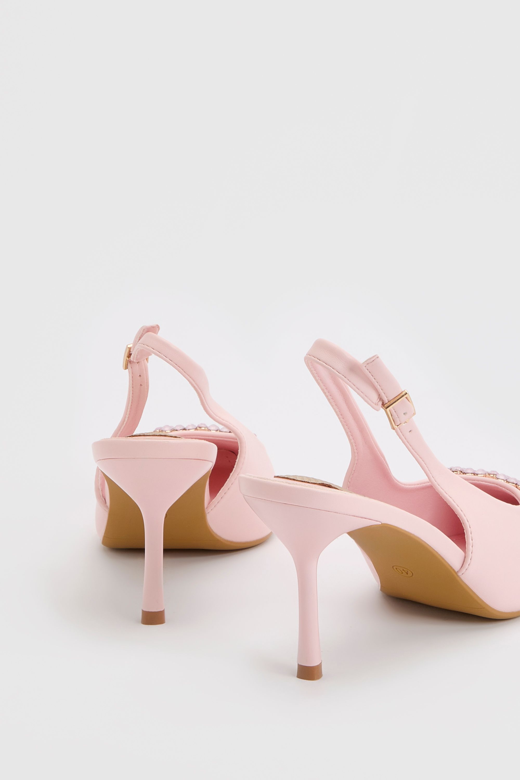 Coast Diana Pink Faux Leather Square Coloured Trim Medium Stiletto Heel Slingback Court Shoes
