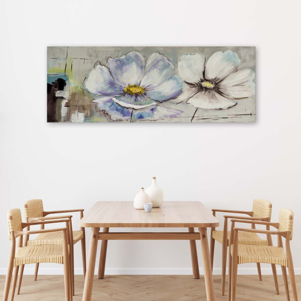 Feeby Obraz na płótnie, Malowane kwiaty shabby chic 90x30
