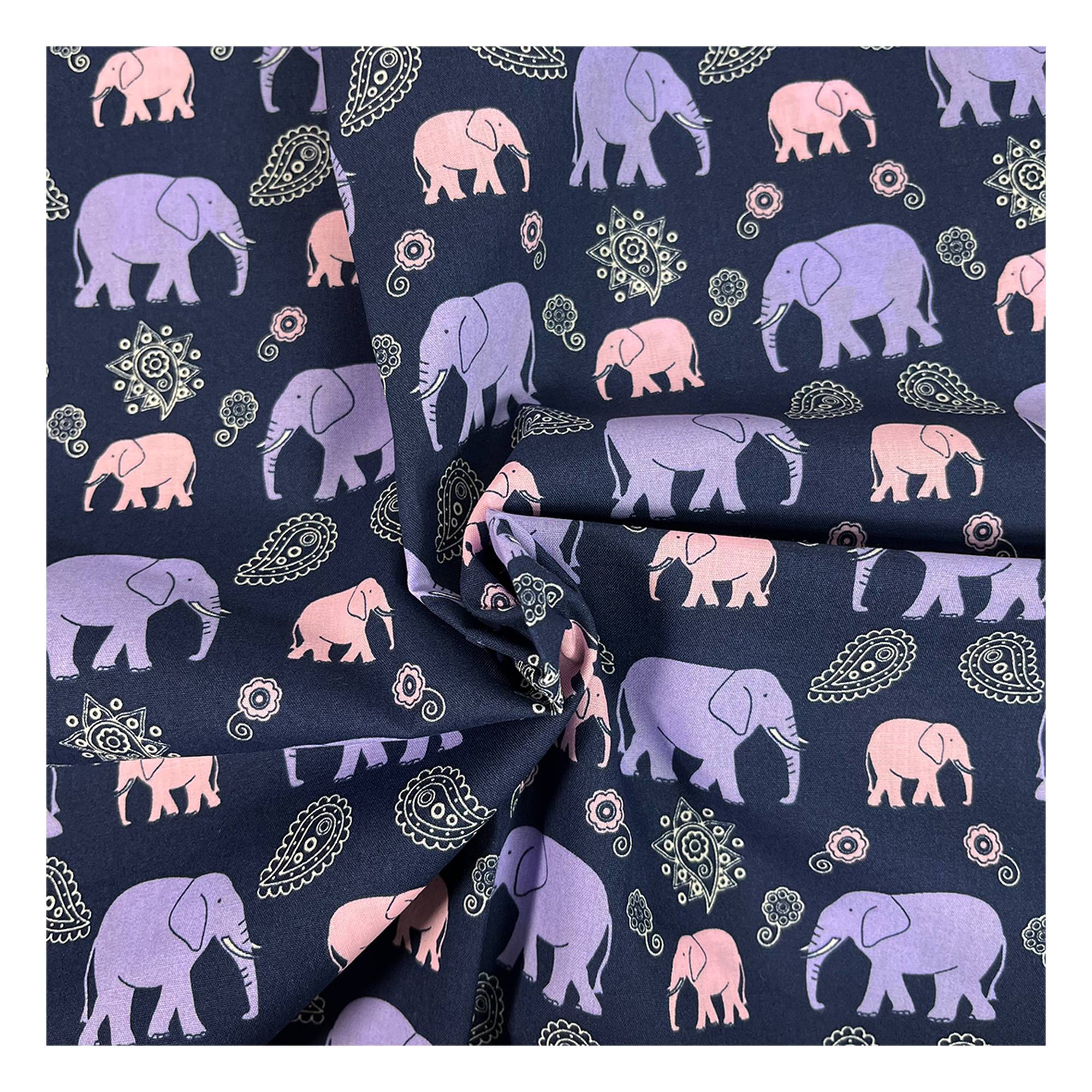 Paisley Elephant Polycotton Fabric by the Metre