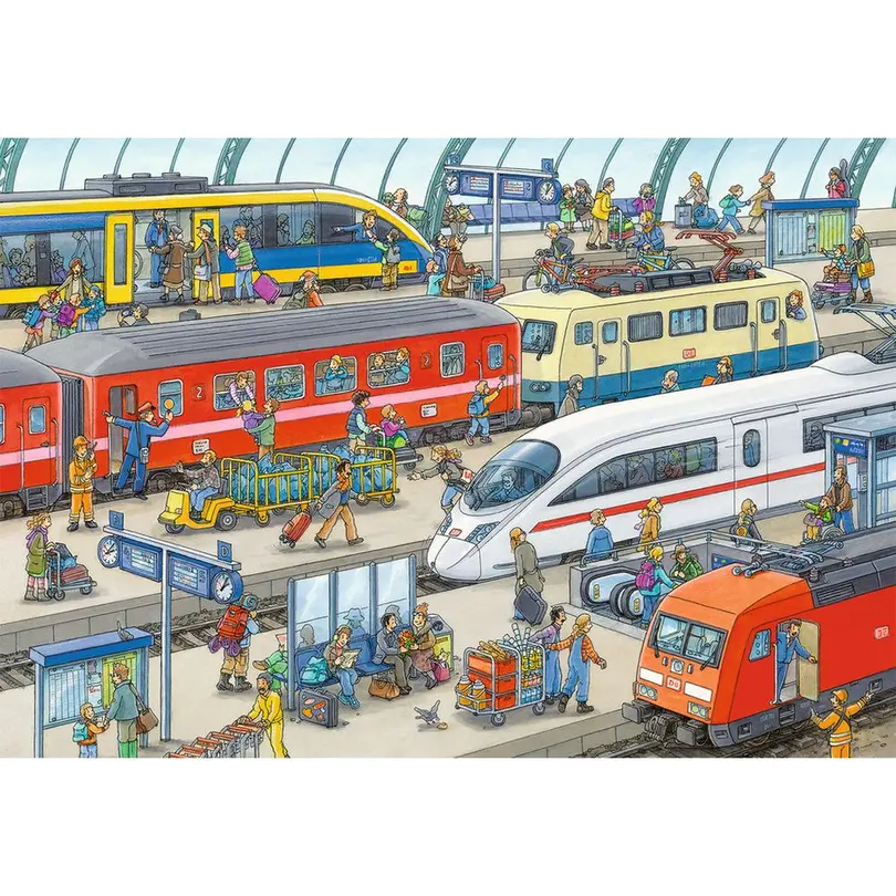 Puzzle 2er-Set Trubel am Bahnhof