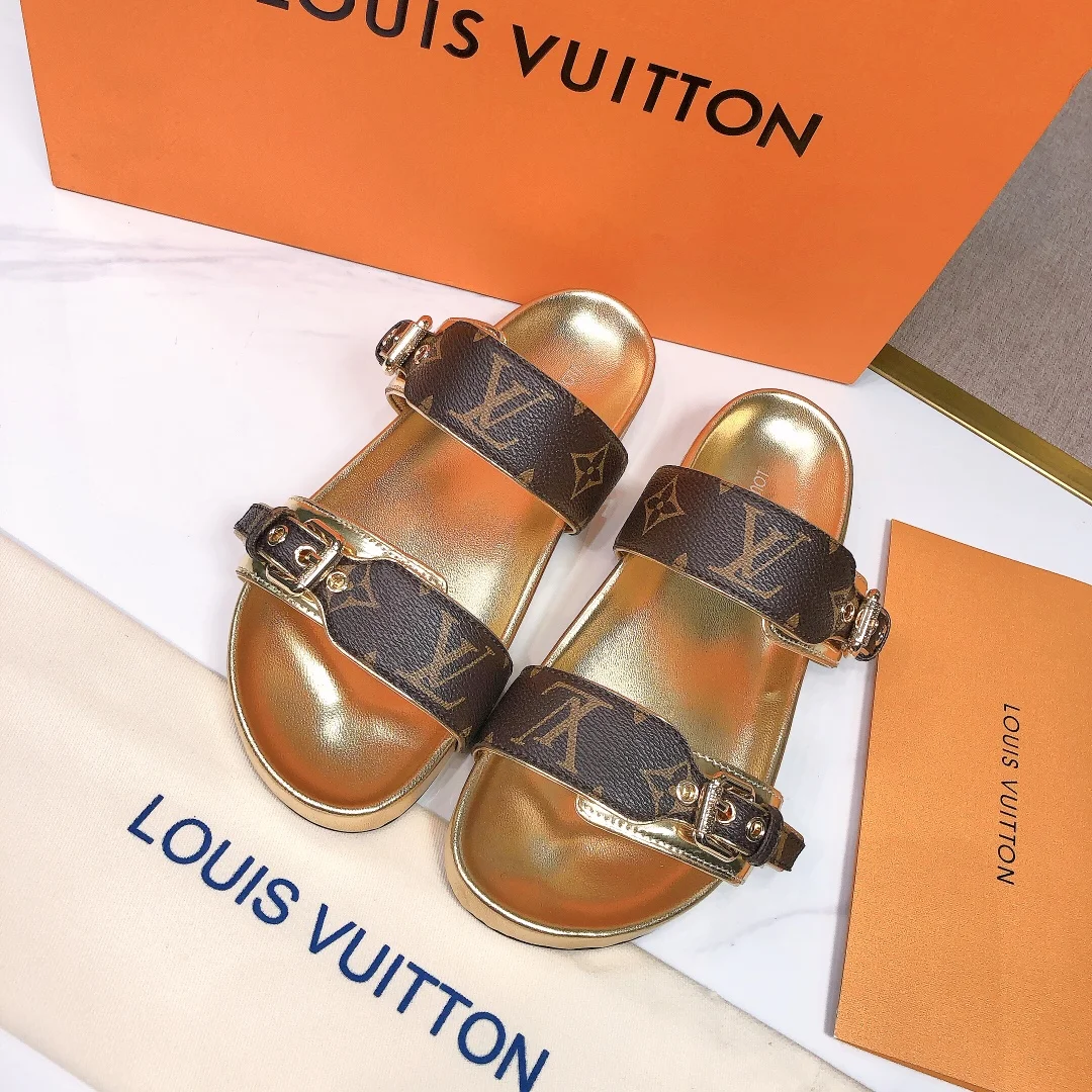 Louis Vuitton LV Bom Dia Leather Slide Sandals