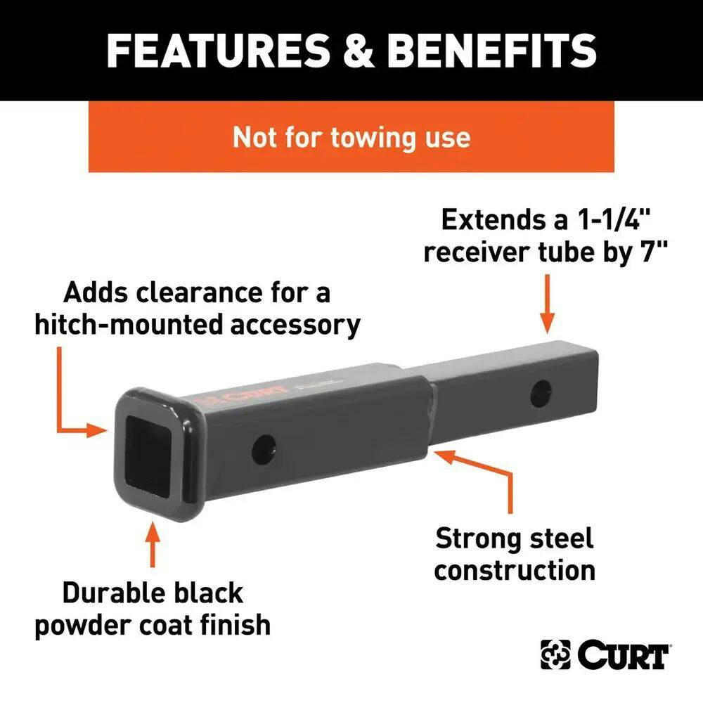 CURT Receiver Tube Extender, 7-in
