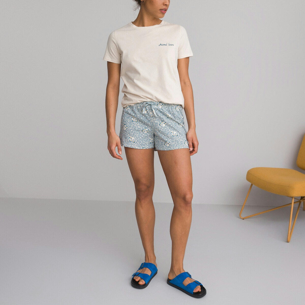 Pyjashort en coton imprimé animal