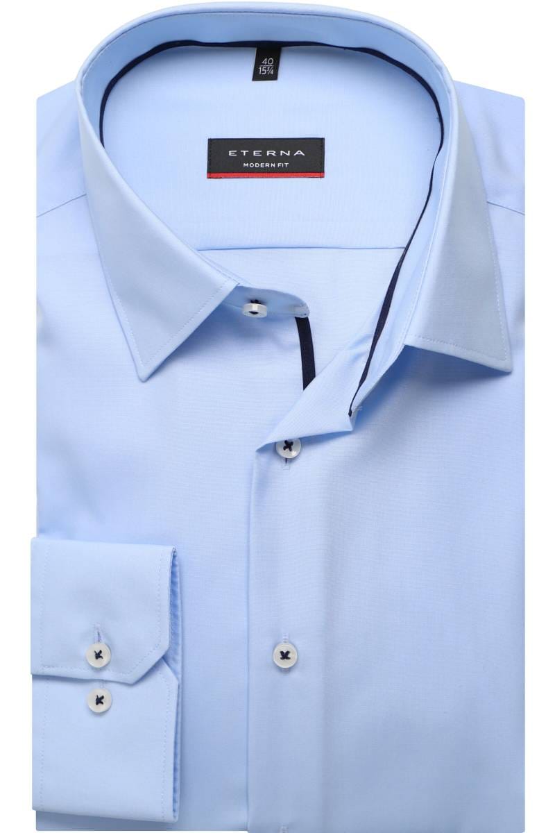 ETERNA Modern Fit Hemd hellblau, Einfarbig (super langer Arm)