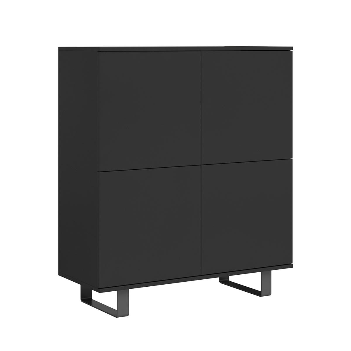 - Buffet haut 4 portes stratifiés, métal noir