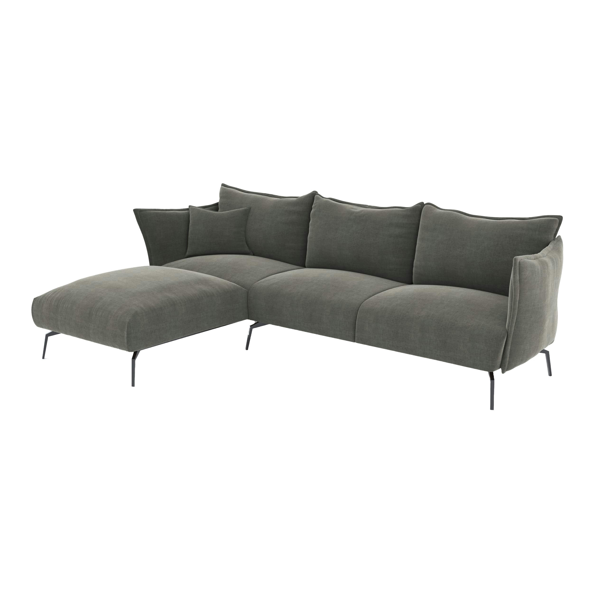 LENNY - Canapé d'angle gauche velours gris graphite