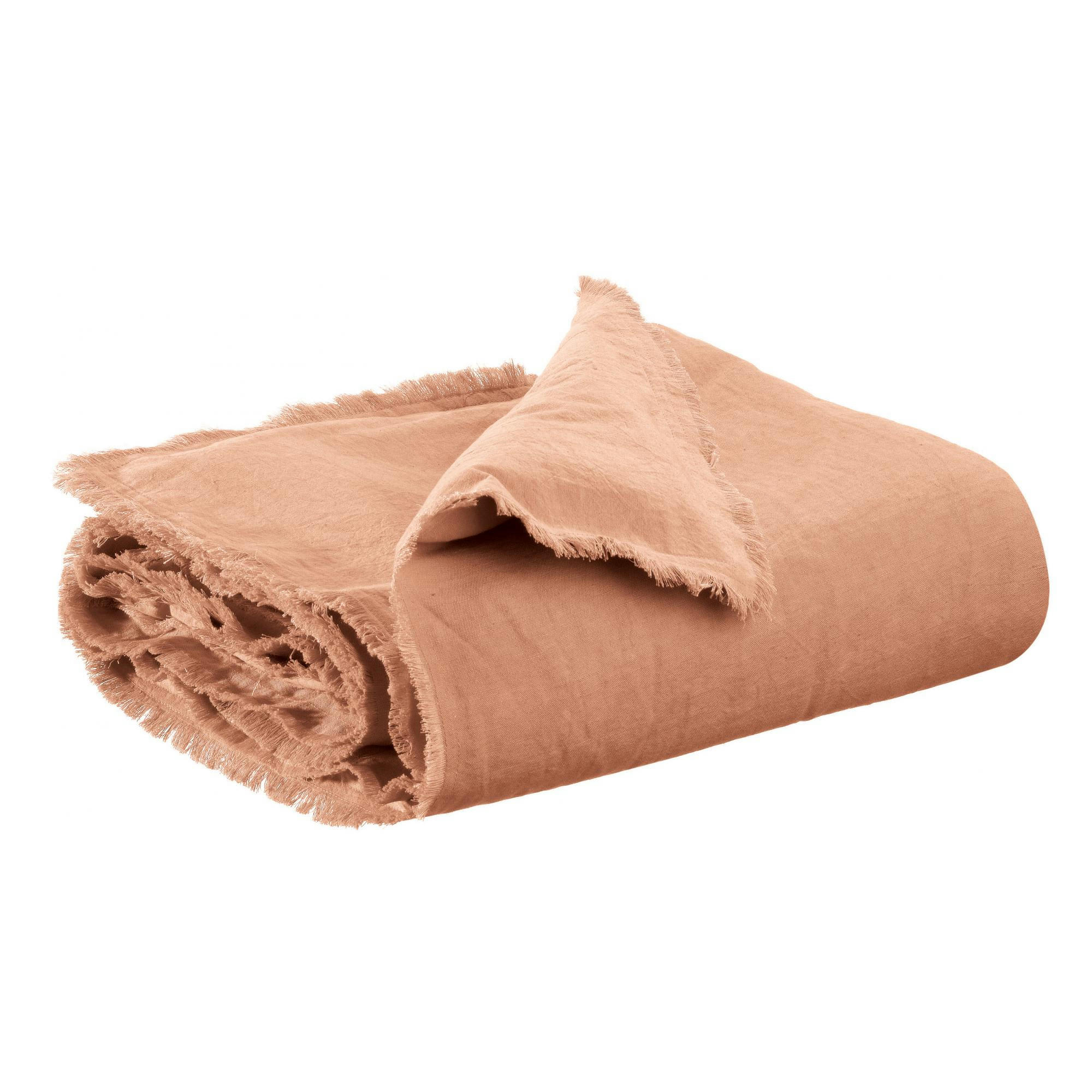 LALY - Édredon uni  en lin epice 85 x 200