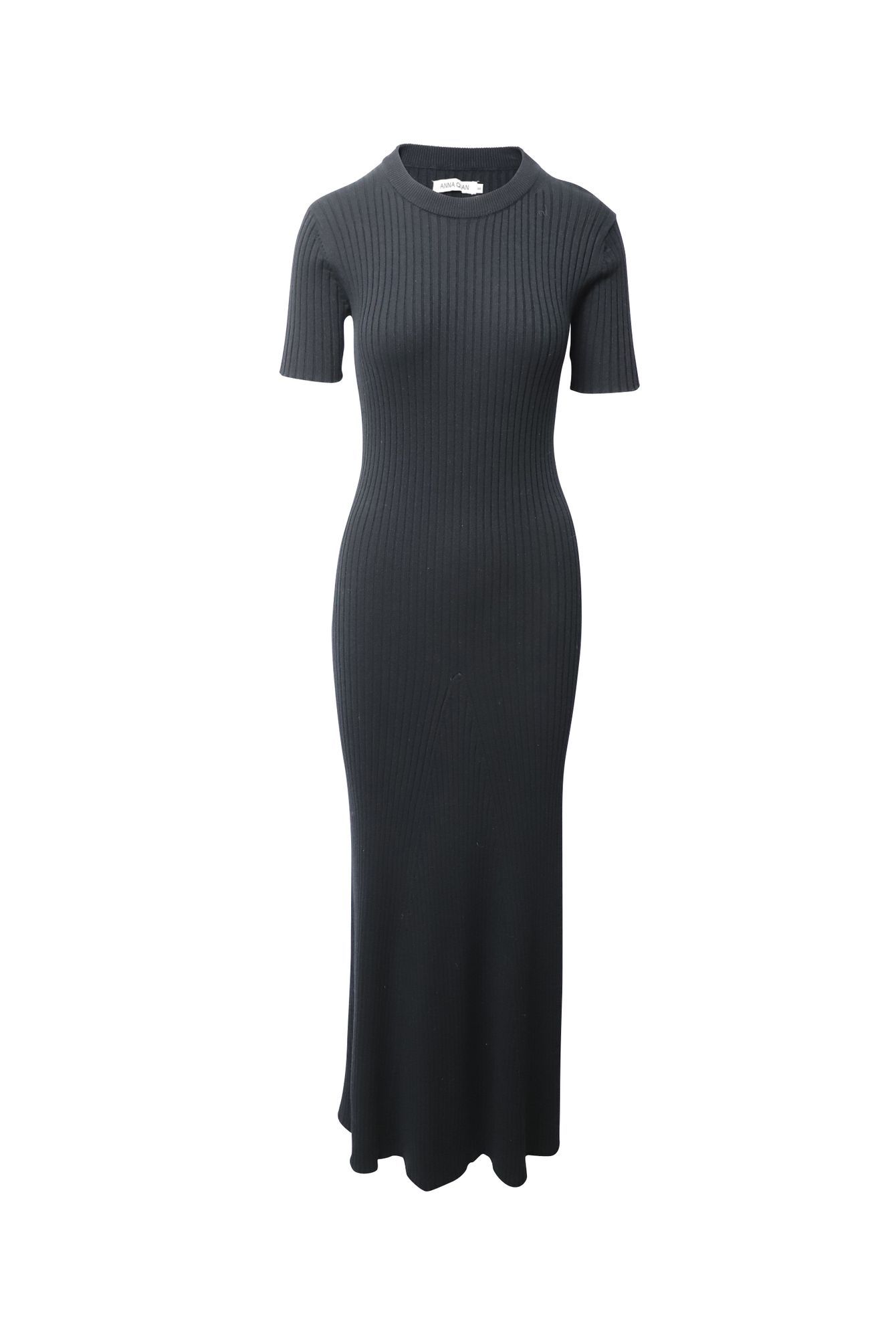 Anna Quan Preloved Sasha Open-Back Ribbed Dress in Black Cotton