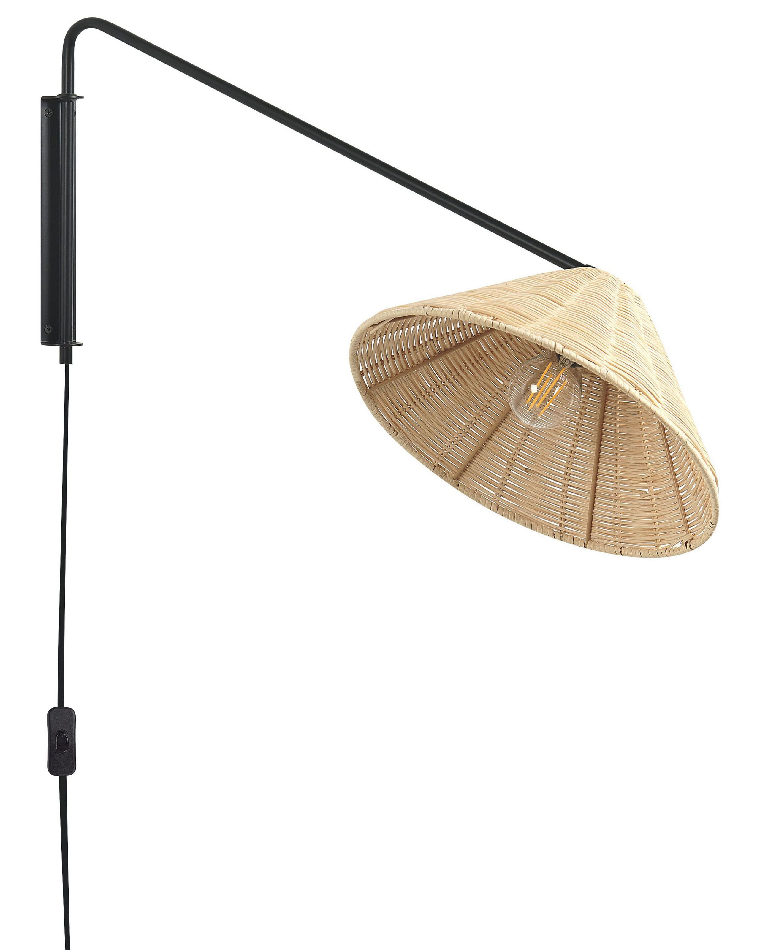 Lampka ścienna 33 cm naturalna rattanowa