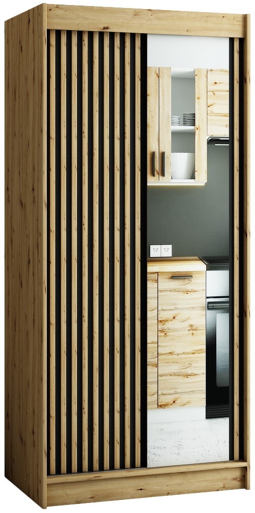 Szafa przesuwna Garderoba Lamelo 2 100 artisan   czarny