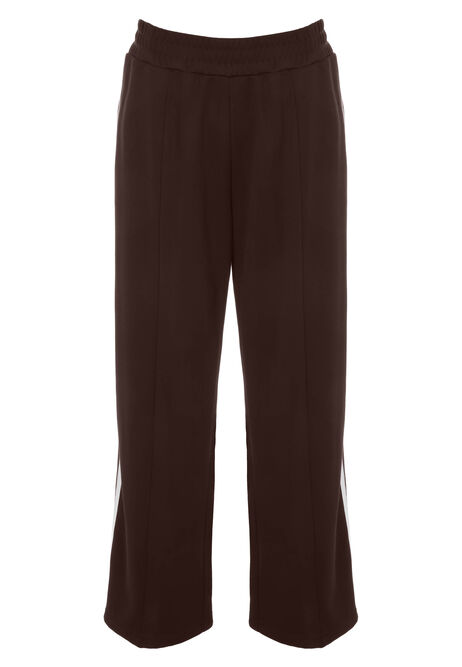 Womens Chocolate Brown Side Stripe Track Pants