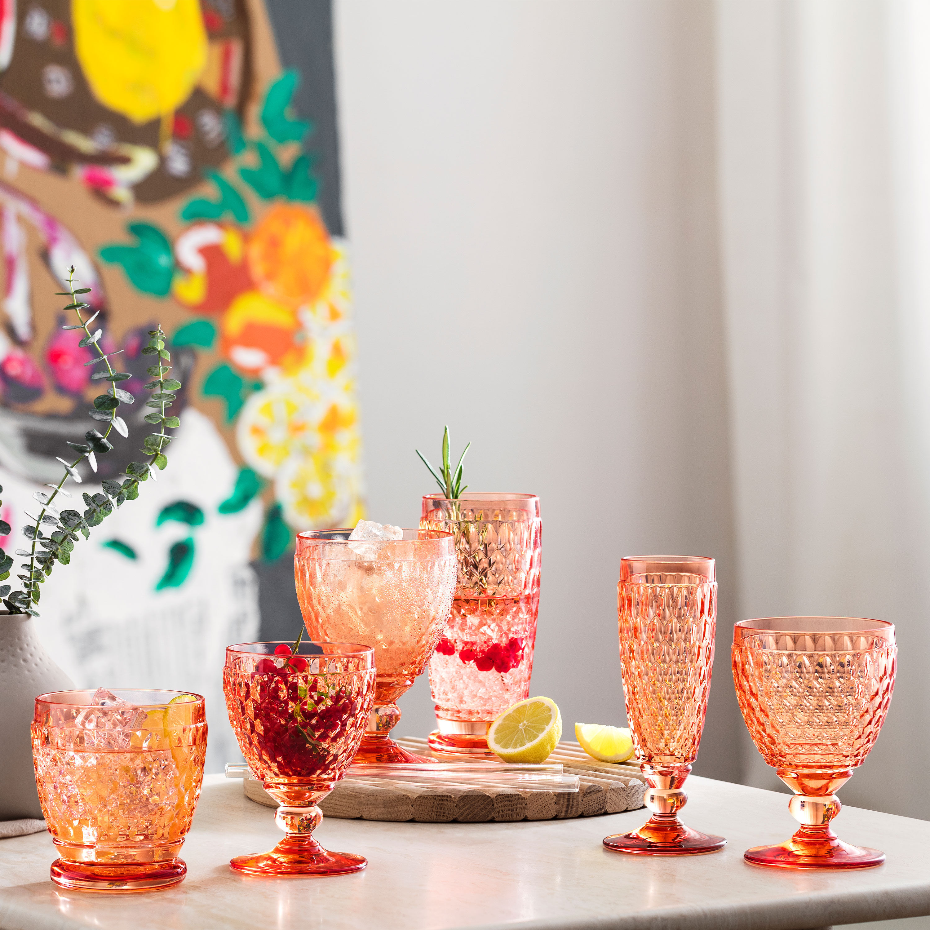 Boston Red wine glass - Orange, 6.8 oz, crystal glass