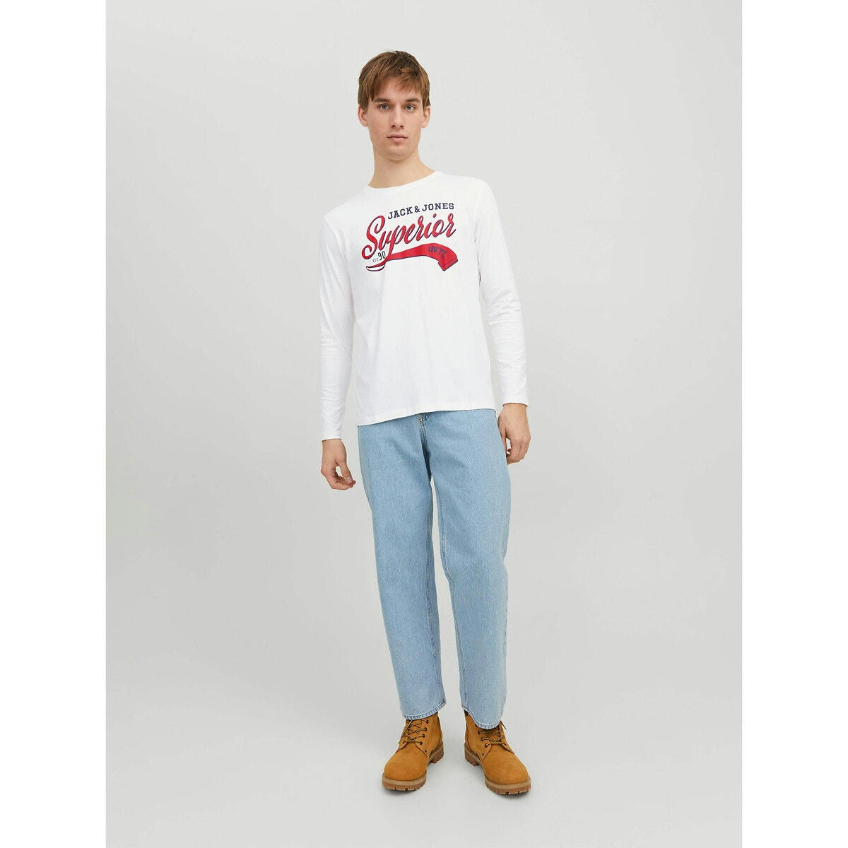 T-shirt manches longues col rond Jjelogo