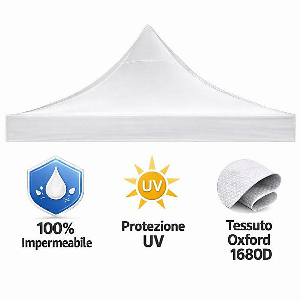 Bâche latérale imperméable blanche 3x2m, remplacement pour tonnelle pliante Market-Pro