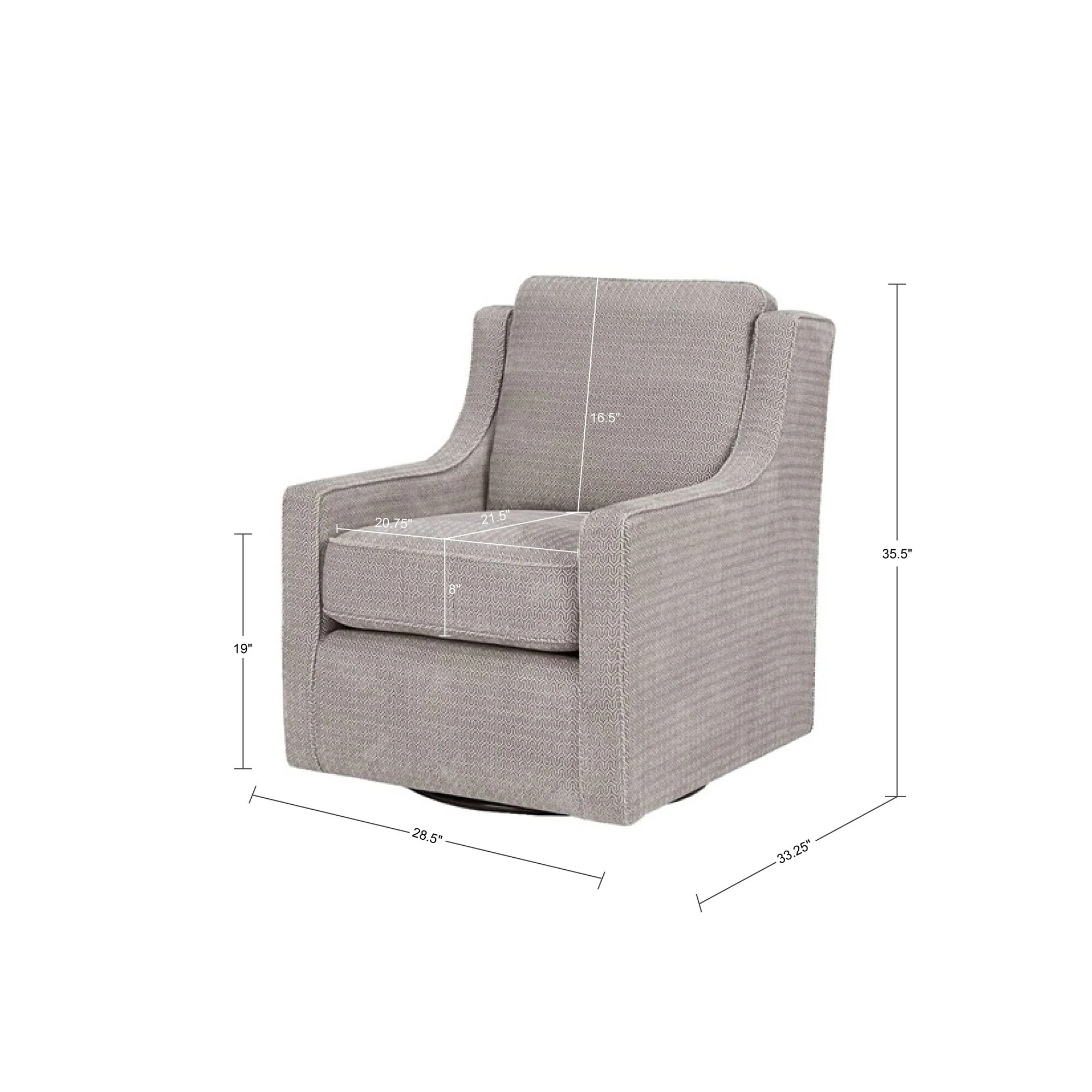 Madison Park Lois Grey 360 degree Swivel Chair